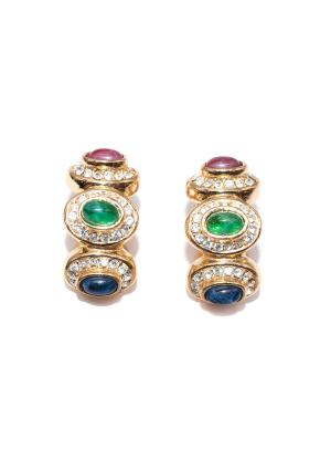 Vintage Crystal Embellished Huggie Earrings 2