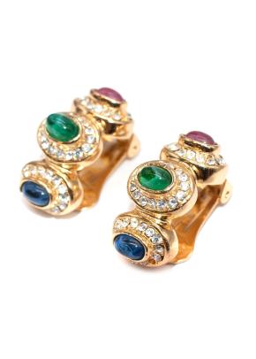 Vintage Crystal Embellished Huggie Earrings 3