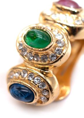 Vintage Crystal Embellished Huggie Earrings 5