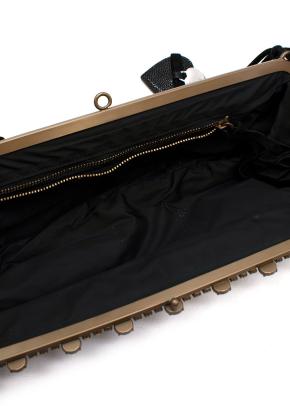 Crystal Embellished Black Satin Shoulder Bag 7