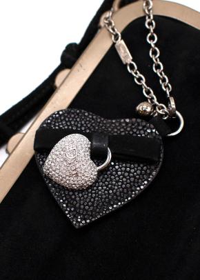 Crystal Embellished Black Satin Shoulder Bag 8