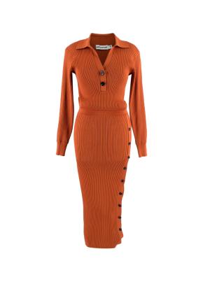 Rib Knit Polo Midi Dress 2