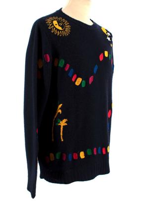 Navy Embroidered Cashmere Knit Jumper 2