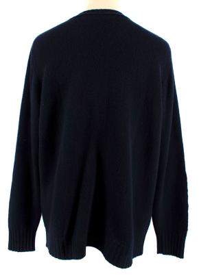 Navy Embroidered Cashmere Knit Jumper 6