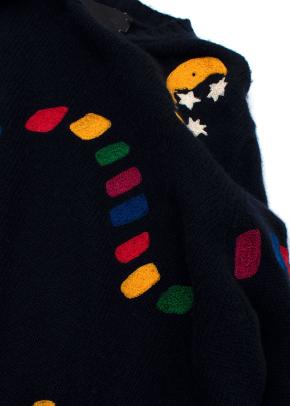 Navy Embroidered Cashmere Knit Jumper 7