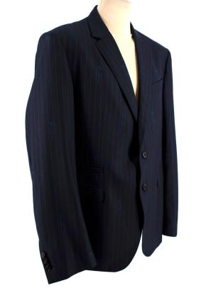 Navy Pinstripe Logo Script Blazer 2