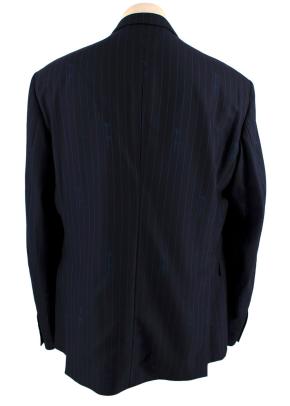Navy Pinstripe Logo Script Blazer 3