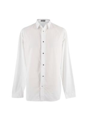 White Cotton Long Sleeve Shirt with CD Poppers 2