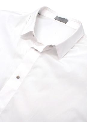 White Cotton Long Sleeve Shirt with CD Poppers 7