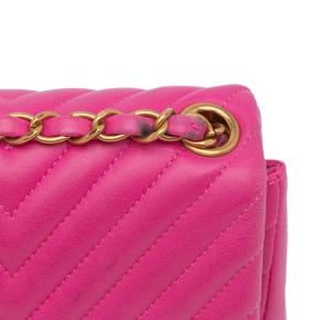 Pink Lambskin Chevron Mini Flap Bag 11