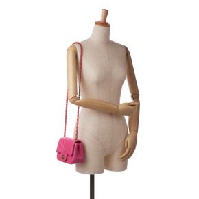 Pink Lambskin Chevron Mini Flap Bag 12