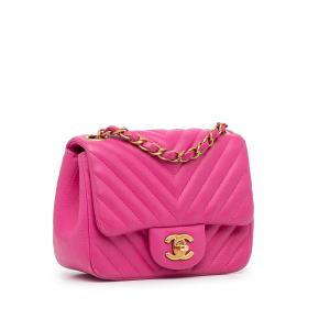 Pink Lambskin Chevron Mini Flap Bag 3