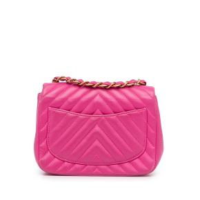 Pink Lambskin Chevron Mini Flap Bag 4