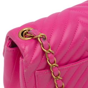 Pink Lambskin Chevron Mini Flap Bag 10