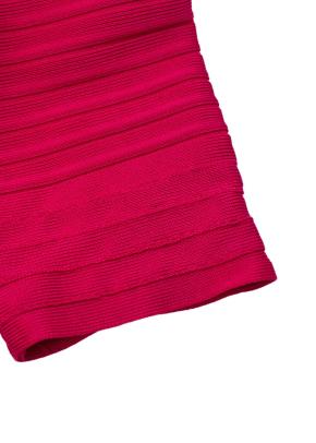 Pink Stretch Bandage V-Neck Zipped Dress 8