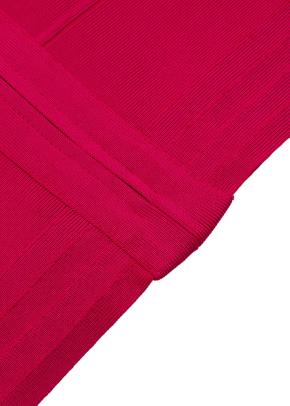 Pink Stretch Bandage V-Neck Zipped Dress 9