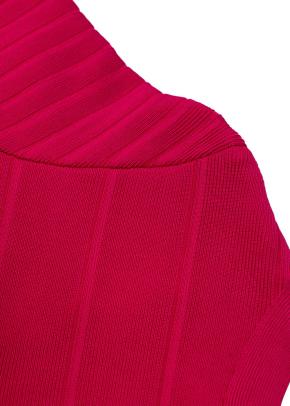 Pink Stretch Bandage V-Neck Zipped Dress 7