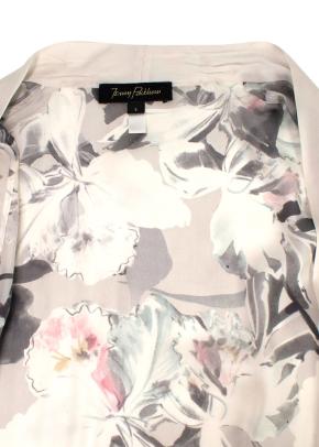 Grey Floral Silk Nightgown and Robe 6