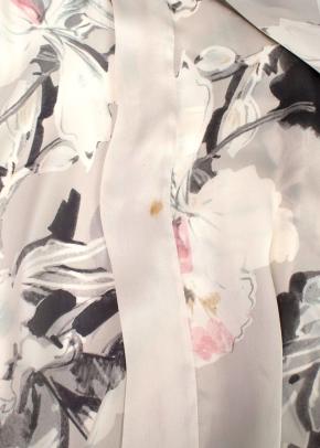 Grey Floral Silk Nightgown and Robe 7