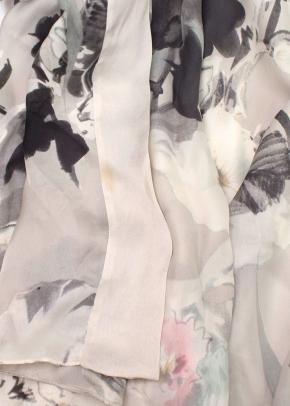 Grey Floral Silk Nightgown and Robe 9