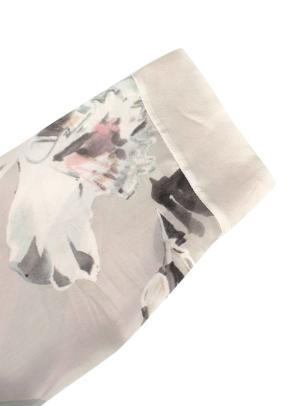 Grey Floral Silk Nightgown and Robe 10