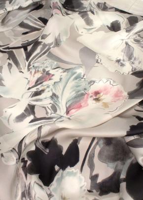 Grey Floral Silk Nightgown and Robe 14