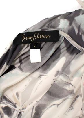 Grey Floral Silk Nightgown and Robe 11