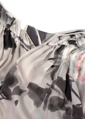 Grey Floral Silk Nightgown and Robe 12