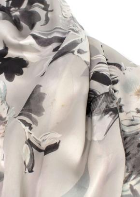 Grey Floral Silk Nightgown and Robe 13