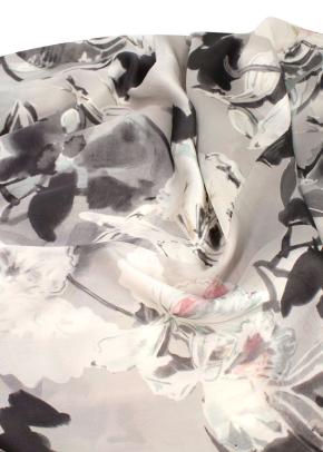 Grey Floral Silk Nightgown and Robe 15