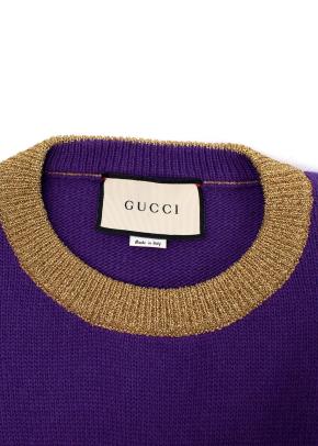 Purple Tiger Motif Intarsia Wool Jumper 5