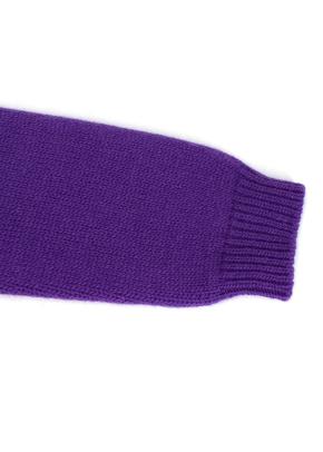 Purple Tiger Motif Intarsia Wool Jumper 7