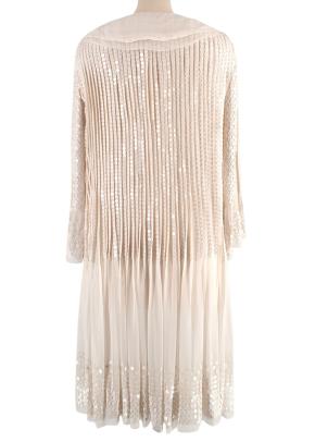 Chloe Ecru Sequin Embroidered Silk Pleated Dress 4