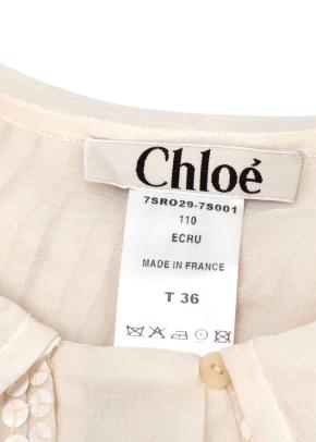 Chloe Ecru Sequin Embroidered Silk Pleated Dress 6