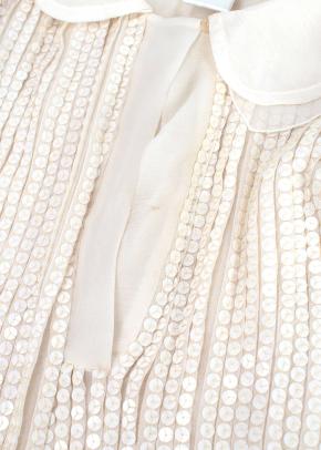 Chloe Ecru Sequin Embroidered Silk Pleated Dress 7