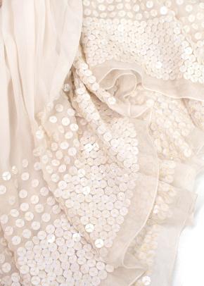 Chloe Ecru Sequin Embroidered Silk Pleated Dress 11