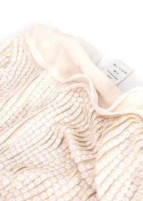 Chloe Ecru Sequin Embroidered Silk Pleated Dress 8