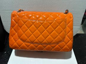 Chanel Orange Patent Classic Flap 3