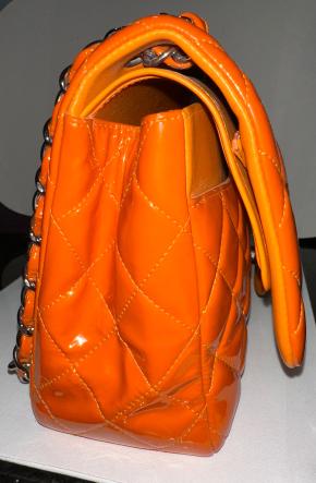 Chanel Orange Patent Classic Flap 4