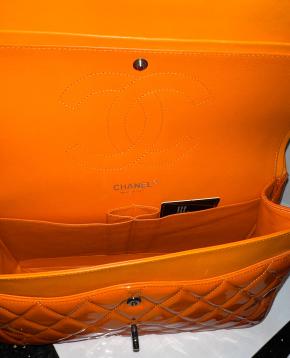 Chanel Orange Patent Classic Flap 7
