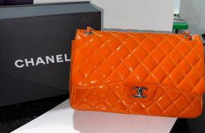 Chanel Orange Patent Classic Flap 11