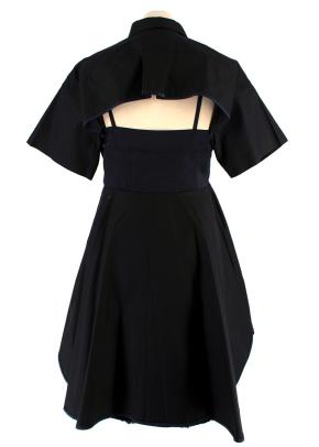 Sacai Cape Black Lace Trimmed A-line Shirt Dress 2