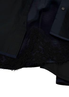 Sacai Cape Black Lace Trimmed A-line Shirt Dress 8
