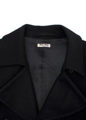Miu Miu Black Wool Blend Double Breasted Jacket & A-line Mini Skirt 5
