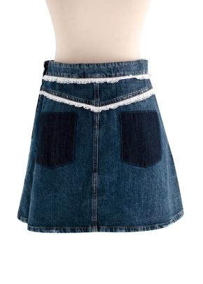 Miu Miu Broderie anglaise-trimmed denim mini skirt 2
