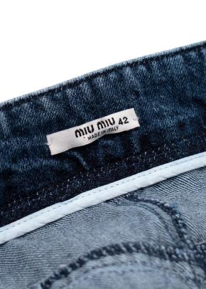 Miu Miu Broderie anglaise-trimmed denim mini skirt 3