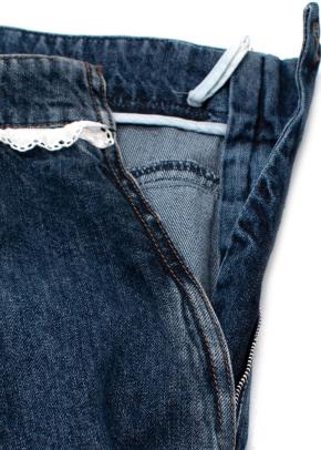 Miu Miu Broderie anglaise-trimmed denim mini skirt 4
