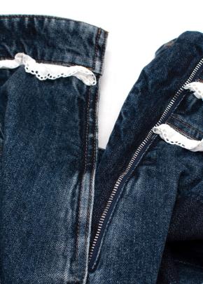 Miu Miu Broderie anglaise-trimmed denim mini skirt 8