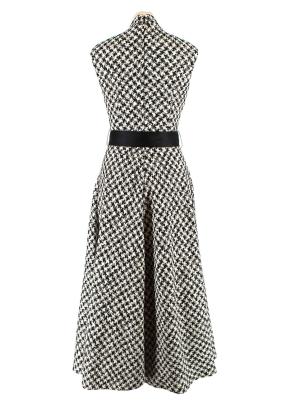 Black & White A-line Houndstooth Midi Dress 3