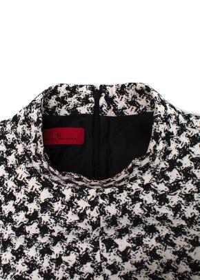 Black & White A-line Houndstooth Midi Dress 6